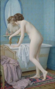 Joven preparando su baño
